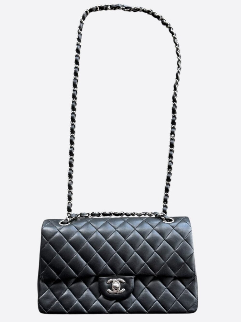 Chanel Black Lambskin Quilted Medium Flap Bag